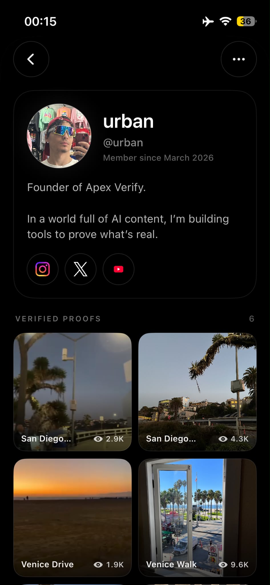 Apex Verify creator identity profile
